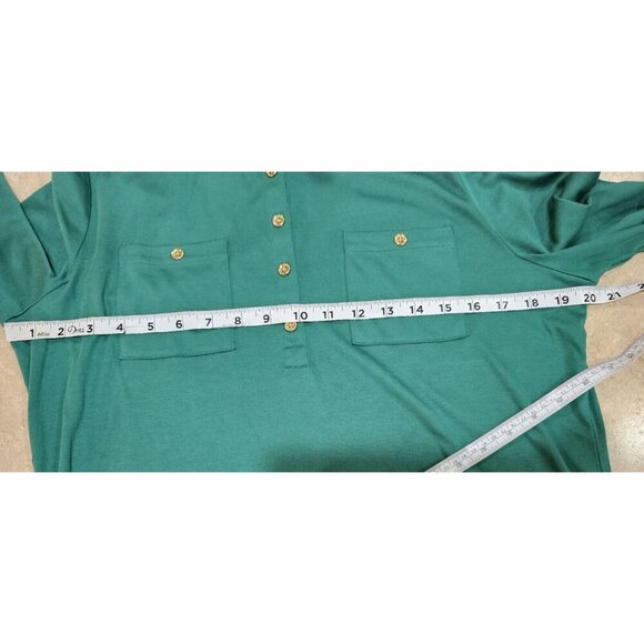 NWOT Women's‎ Talbots Polo Shirt Pockets Green Size L - Picture 3 of 5